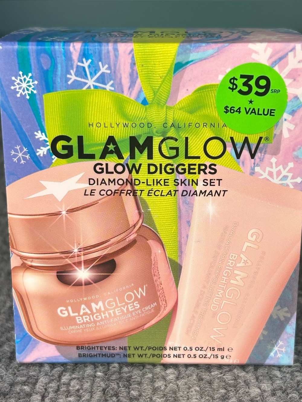Glamglow Glow Diggers Diamond-Like Skin ~ Bright Eyes & Bright Mud Set NIB